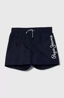 Spodnie i spodenki dla chłopców - Pepe Jeans szorty kąpielowe dziecięce LOGO SWIMSHORT kolor granatowy - miniaturka - grafika 1