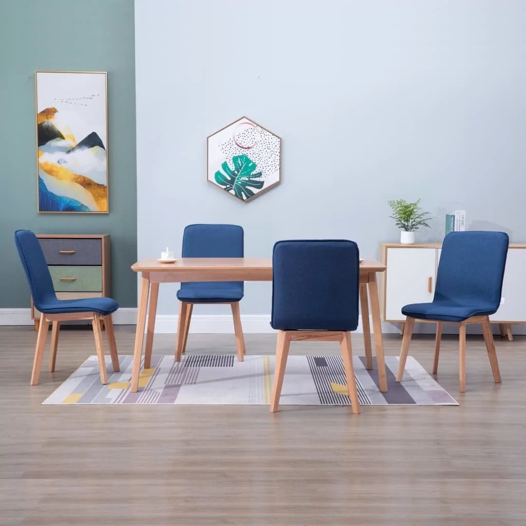 vidaXL Krzesła do jadalni, 4 szt., niebieskie, tapicerowane tkaniną