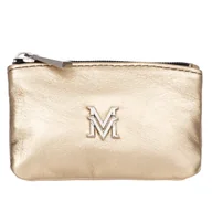 Etui na dokumenty i karty - Etui na klucze Skórzane VerMari Złote - miniaturka - grafika 1