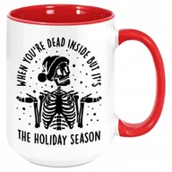 Kubki - Kubek XXL CZERWONY UCHO WNĘTRZNE THE HOLIDAY SEASON Prezent Święta Mix Wz - miniaturka - grafika 1