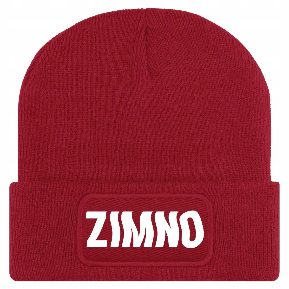 Czapka Jesienna Bawełniana ZIMOWA Czerwona Beanie ZIMNO Ciepła Wzory
