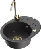 Zlewozmywaki z baterią - Mexen Kevin zlewozmywak granitowy 1-komorowy z ociekaczem i baterią kuchenną Telma, czarny nakrapiany - 6517-76-670200-50 - miniaturka - grafika 1