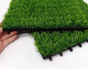 Sztuczna trawa w płytkach 30x30cm — żółto-zielona - Podesty i deski tarasowe - miniaturka - grafika 1