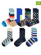 Skarpetki męskie - Happy Socks Skarpety (7 par) "New Classic" w kolorze niebieskim ze wzorem - miniaturka - grafika 1