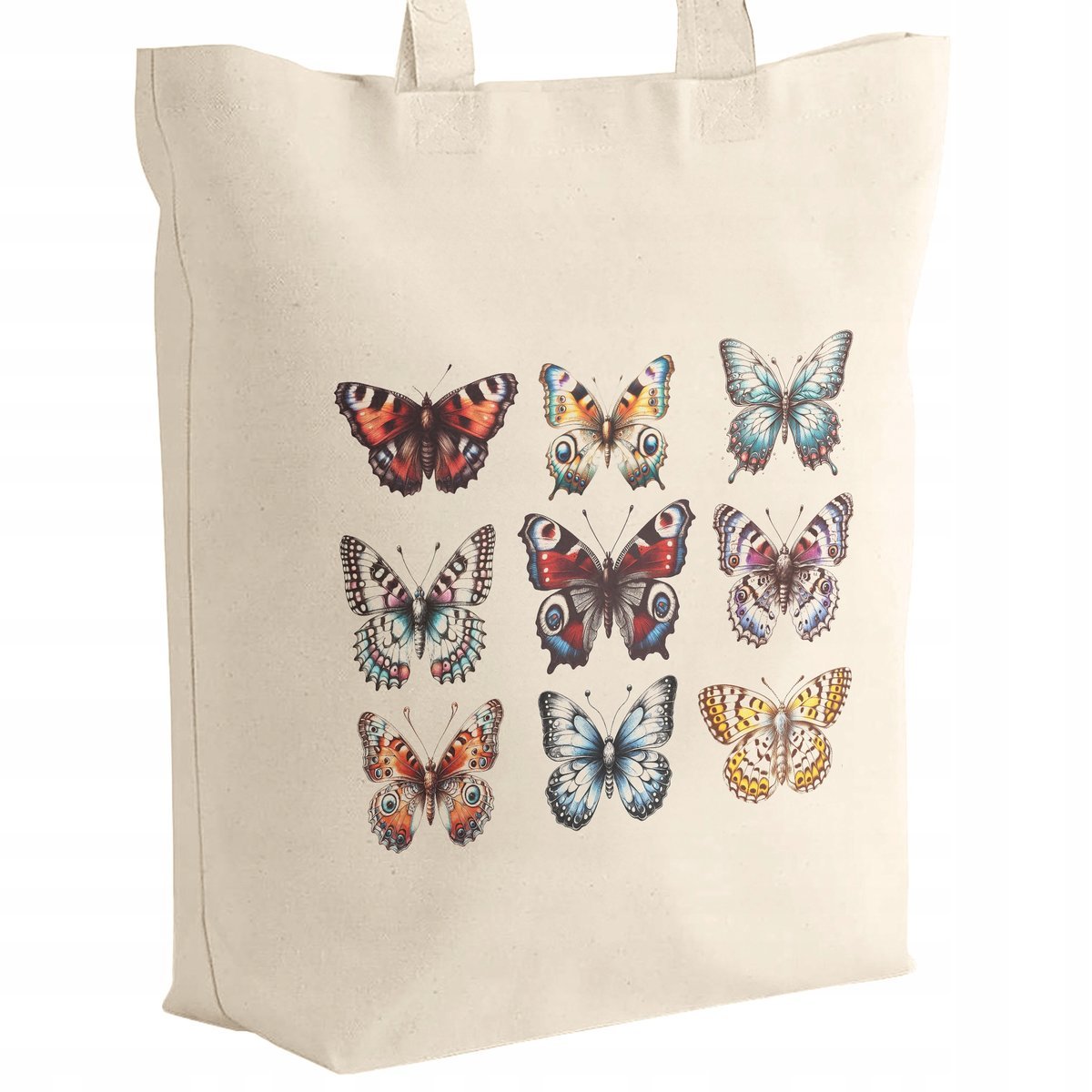 Torba bawełniana z dnem materiałowa na zakupy MOTYLE Dla Miłośników Motyli