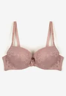 Biustonosze - Ciemnoróżowy Biustonosz o Fasonie Push Up Zdobiony Koronką Morgis - miniaturka - grafika 1