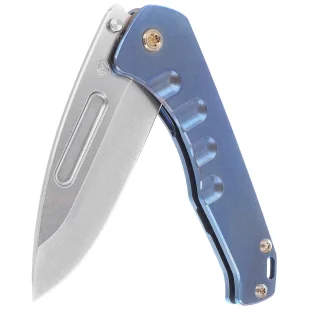 Nóż składany Medford Praetorian Slim PVD Tumbled Drop Point, Blue Handle, Bronze HW/Clip, S45VN (MK2084TD-37A2-T1C1-Q4) - Noże - miniaturka - grafika 6