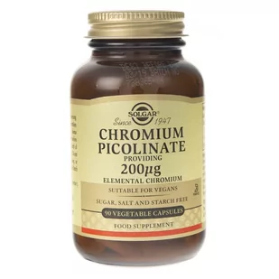 Solgar Solgar, Chrom pikolinian, 200 mcg, 90 kapsułek - Witaminy i minerały dla sportowców - miniaturka - grafika 1