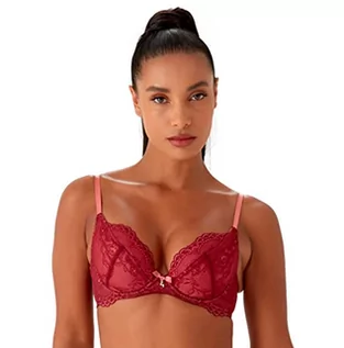 Biustonosze - Gossard Damski biustonosz Superboost koronkowy, wyściełany głęboki, żurawinowy/malinowy sorbet, 32A, Sorbet żurawinowy/malinowy, 70A - grafika 1