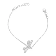 Bransoletki - Srebrna bransoletka celebrytka ważka z cyrkoniami 17-20 cm pr. 925 - miniaturka - grafika 1