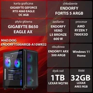 Zestawy komputerowe - Komputer MAD DOG ENDORFY500ARGB-A10WR32 R7-7800X3D 32GB RAM 1TB SSD GeForce RTX4060 DLSS 3 Wi-Fi Windows 11 Home - miniaturka - grafika 1