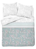 Pościel - Pościel flanelowa 220x200 Paisley szara miętowa 4032 - miniaturka - grafika 1