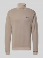 Swetry męskie - Golf z prążkowaniem i wyhaftowanym logo - miniaturka - grafika 1