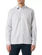 Koszule męskie - Hackett London Męska koszula z nadrukiem geometrycznym, Biały/granatowy, S - miniaturka - grafika 1