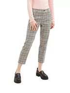 Spodnie damskie - TOM TAILOR Denim Damskie spodnie cygaretki ze wzorem w kratkę, 32456-Rose Grey Check, XXL - miniaturka - grafika 1