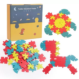 DREWNIANE PUZZLE KLOCKI UKŁADANKA MONTESSORI Mozaika - Układanki dla dzieci - miniaturka - grafika 1