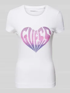 T-shirt z obszyciem kamieniami stras model ‘HEART’ - Koszulki i topy damskie - miniaturka - grafika 1