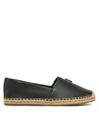 Espadryle damskie - Tommy Hilfiger Espadryle Th Logo Leather Espadrille FW0FW08540 Czarny - miniaturka - grafika 1