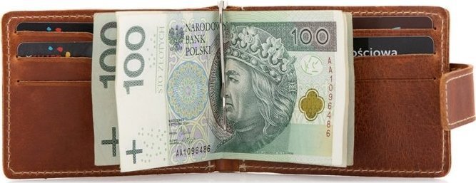 Belveder Portfel Męski z Klipsem Skórzany Brąz BW48