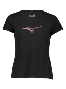 Mizuno Koszulka sportowa w kolorze czarno-jasnoróżowym - Koszulki sportowe damskie - miniaturka - grafika 1