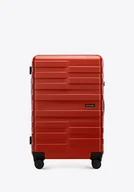 Walizki - Średnia walizka z polikarbonu w poziome pasy czerwona - miniaturka - grafika 1