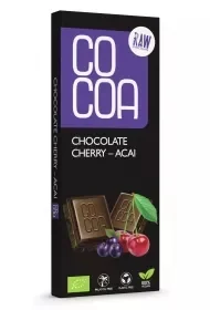 CZEKOLADA SUROWA WIŚNIA - ACAI BIO 40 g - COCOA - Zdrowa żywność - miniaturka - grafika 1