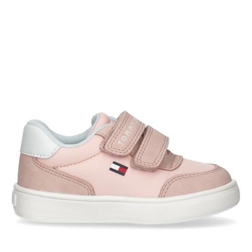 Tommy Hilfiger Sneakersy dziewczęce buty dziecięce z zapięciem na rzepy, logan, różowe/białe, 23