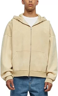 Urban Classics Męska bluza z kapturem Heavy Sand Washed 90's Zip Hoody, beżowy (Unionbei), 5XL - Bluzy męskie - miniaturka - grafika 1