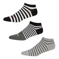 Skarpetki damskie - DKNY Niewidzialne skarpetki damskie w kolorze czarnym/białym z paskami, idealne do mokasynów i butów sportowych o niskim kroju. Rozmiar 4-7, wielokrotne opakowanie 3, Charcoal/Black/Grey Stripe, 37-40 - miniaturka - grafika 1