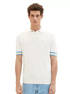 TOM TAILOR Męska koszulka polo z dzianiny z wyszywanym logo, 10332 – Off White, XXL - Koszulki męskie - miniaturka - grafika 1