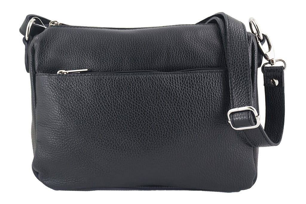 Torebka ze skóry naturalnej - listonoszka - Czarna