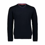 Swetry męskie - CMP CMP Sweter Knitted z wełny z wycięciem w kształcie V Tricot męski 7H27452, Antracite Mel, 56 niebieski czarny i niebieski 58 7H27452 - miniaturka - grafika 1