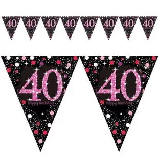 Amscan Baner flagi "Urodziny 40", Sparkling Celebrations Pink, 4 m 9900598 - Urodziny dla dorosłych - miniaturka - grafika 1