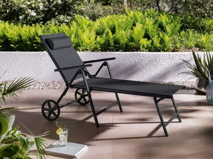 Livarno Home Livarno Home Leżak aluminiowy Houston regulowany, czarny/antracytowy 4055334578868 - Leżaki ogrodowe - miniaturka - grafika 1