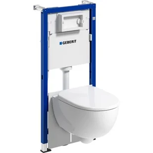 Geberit Duofix Basic stelaż podtynkowy z uszczelką i miską WC Koło Nova Pro Premium Rimfree z deską wolnoopadającą 118.347.00.1 - Stelaże i zestawy podtynkowe do WC - miniaturka - grafika 1