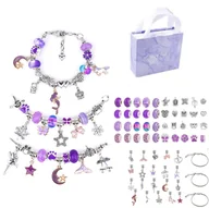 Prace ręczne dla dzieci - Kreatywny zestaw dziecięcy do robienia biżuterii koraliki charms fioletowy - miniaturka - grafika 1
