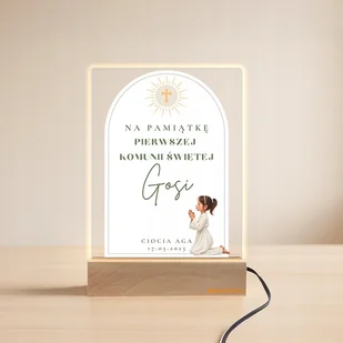 Lampka LED Komunia pamiątka dziewczynka Personalizowana Imię+data+dedykacja - Pamiątka Pierwszej Komunii Świętej - miniaturka - grafika 1
