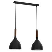 Lampy sufitowe - Czarna lampa wisząca z ciemnym drewnem LX 3731 z serii NOAK WOOD - miniaturka - grafika 1