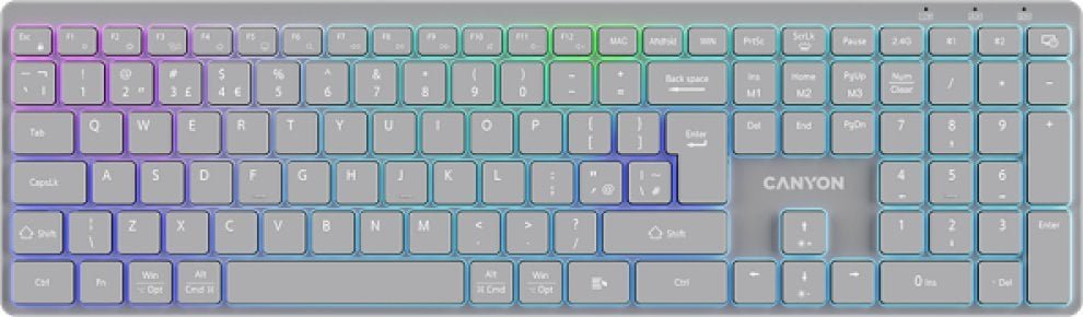 CANYON HKB-W11 UK/US RGB Dwa Tryby Bezprzewodowa Szara