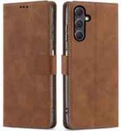 Etui i futerały do telefonów - ETUI Z KLAPKĄ do Samsung A15 5G BRĄZOWE ZAMYKANE CASE + SZKŁO - miniaturka - grafika 1