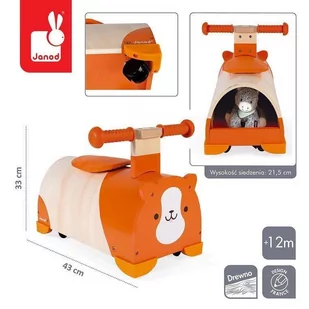 Janod Drewniany jeździk ze schowkiem Chomik - Rowerki biegowe - miniaturka - grafika 1