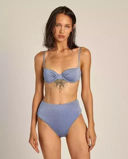 Stroje kąpielowe - HANNE BLOCH Niebieskie dwuczęściowe bikini z wysokim stanem rozmiar L - grafika 1