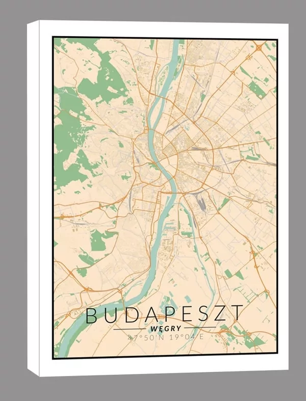 Budapeszt mapa kolorowa - obraz na płótnie Wymiar do wyboru: 60x90 cm