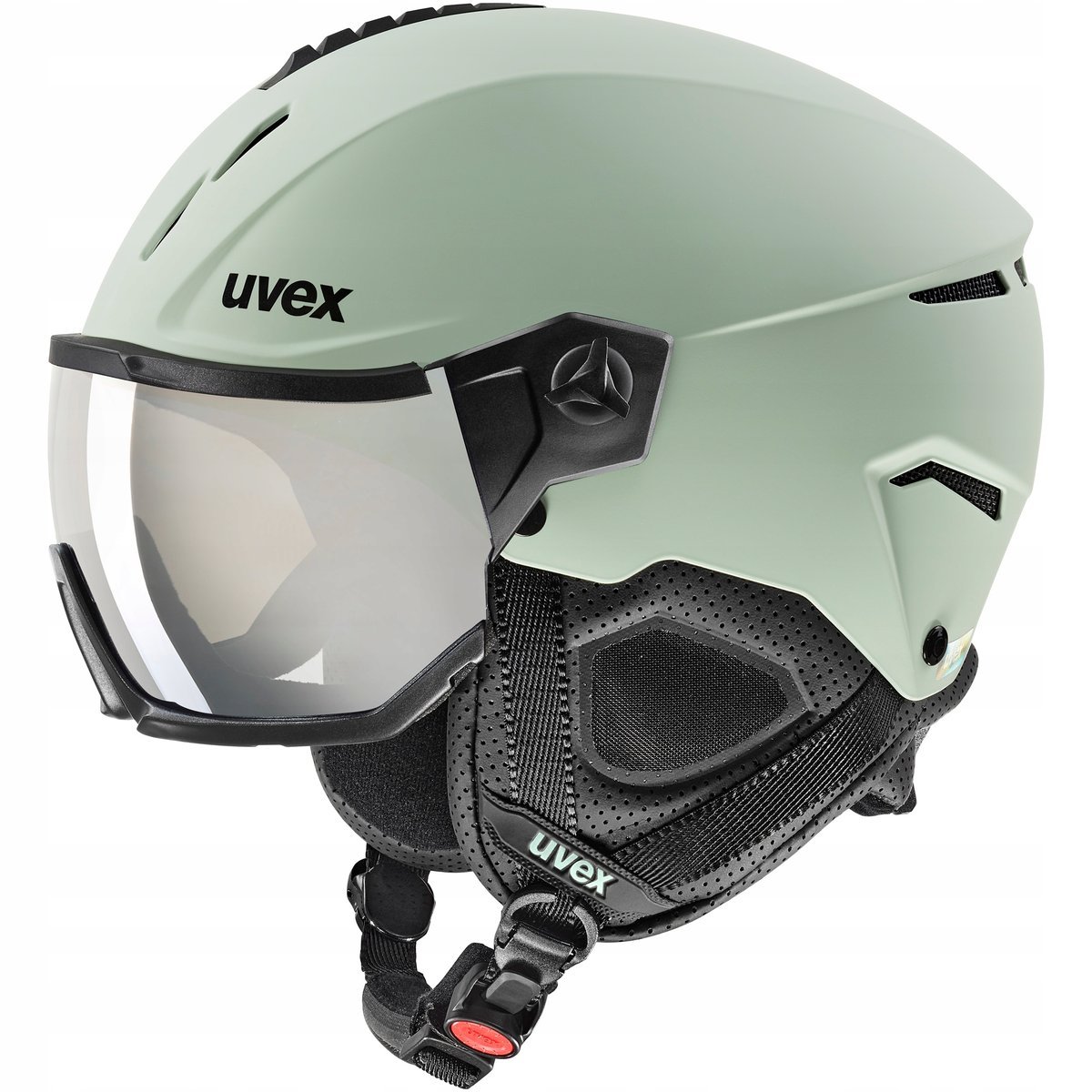 Uvex Instinct Visor, kask narciarski z przyłbicą, jasnozielony