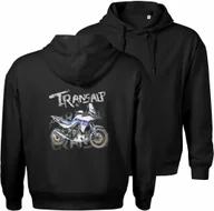 Bluzy męskie - Bluza z kapturem motocyklowa z motocyklem na motor Honda Transalp 750 XL męska czarna L - miniaturka - grafika 1