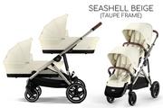 Wózki dziecięce - Cybex GAZELLE S 2w1 TWIN Seashell Beige (Taupe Frame) - miniaturka - grafika 1