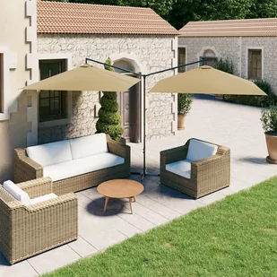 vidaXL Podwójny parasol na stalowym słupku, taupe, 600x300 cm 312557 - Parasole ogrodowe - miniaturka - grafika 1