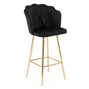 Hoker DC-B6091 muszelka Glamour Welur Czarny #66 Złote nogi - Taborety i hokery - miniaturka - grafika 1
