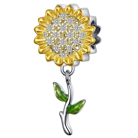 CHARMS SŁONECZNIK KWIAT srebro 925 zawieszka koralik SREBRO