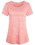 Koszulki i topy damskie - Sykooria Koszulka damska sportowa koszulka z krótkim rękawem, oddychająca, szybkoschnąca, elastyczna, do jogi, na siłownię, fitness, trening, R-różowy, S - miniaturka - grafika 1